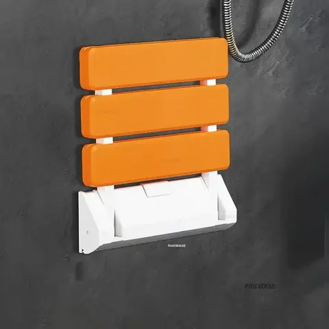 Barrier-free Shower Chair Modern Folding Bathroom Stool Simple Home Porch Shoe Change Chair Aluminum Wall-mounted Bathroom Seats