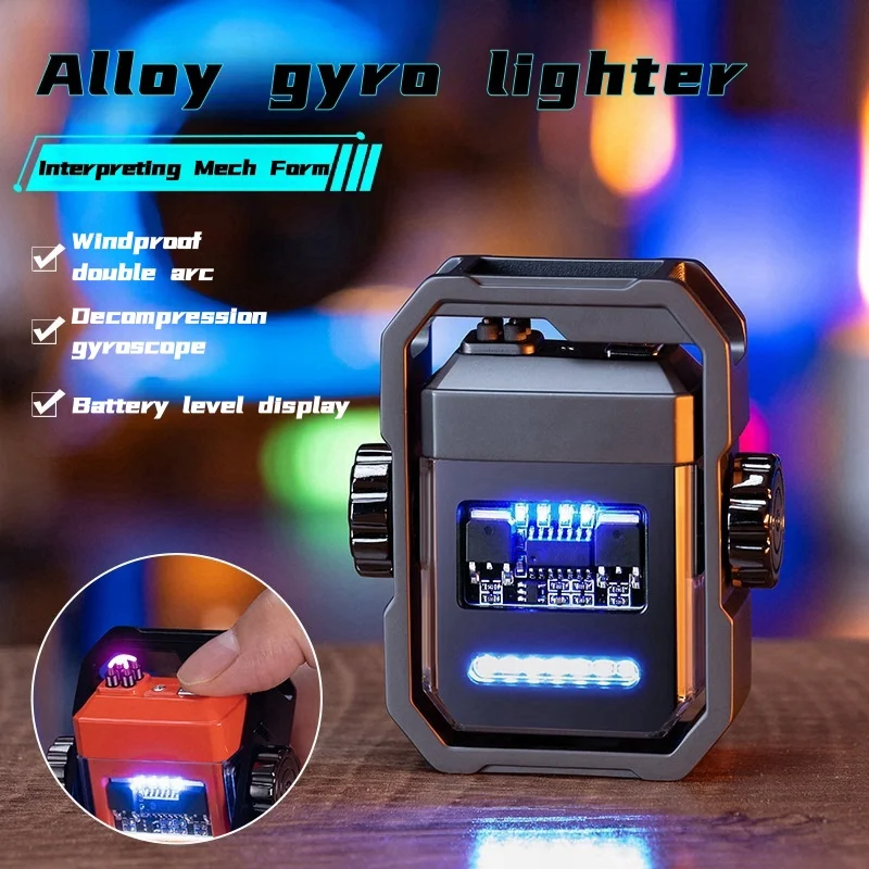 New Alloy Mecha Gyro Charging Lighter Type-C Fast Charging Four Light LED Battery Display Windproof Double Arc Lighter
New Alloy Mecha Gyro Charging Lighter Type-C Fast Charging Four Light LED Battery Display Windproof Double Arc Lighter