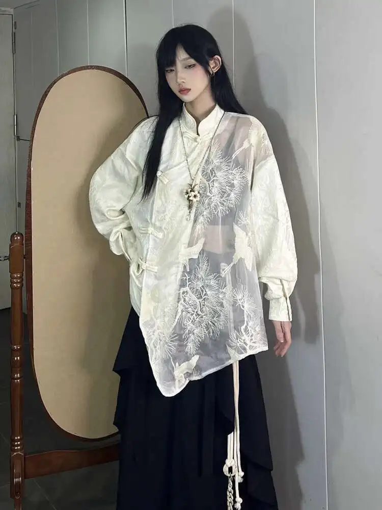 New Chinese Style Tops Womens fashion Embroidery Jacquard Shirt Sense Of Design Long Sleeves Shirt Falling Shoulder Sleeves
New Chinese Style Tops Womens fashion Embroidery Jacquard Shirt Sense Of Design Long Sleeves Shirt Falling Shoulder Sleeves