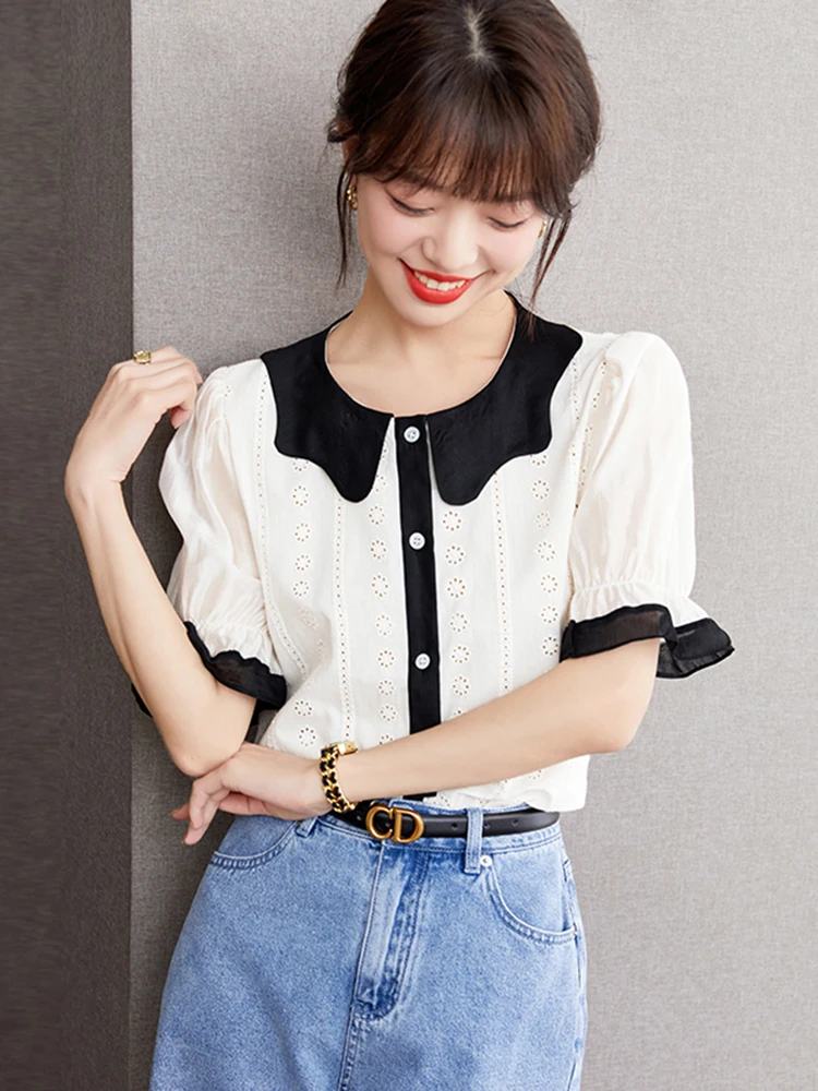 Women's Shirt Summer New Fashion Niche Design Solid Color Short Sleeve Shirt French Style Retro Casual Tops
Women's Shirt Summer New Fashion Niche Design Solid Color Short Sleeve Shirt French Style Retro Casual Tops