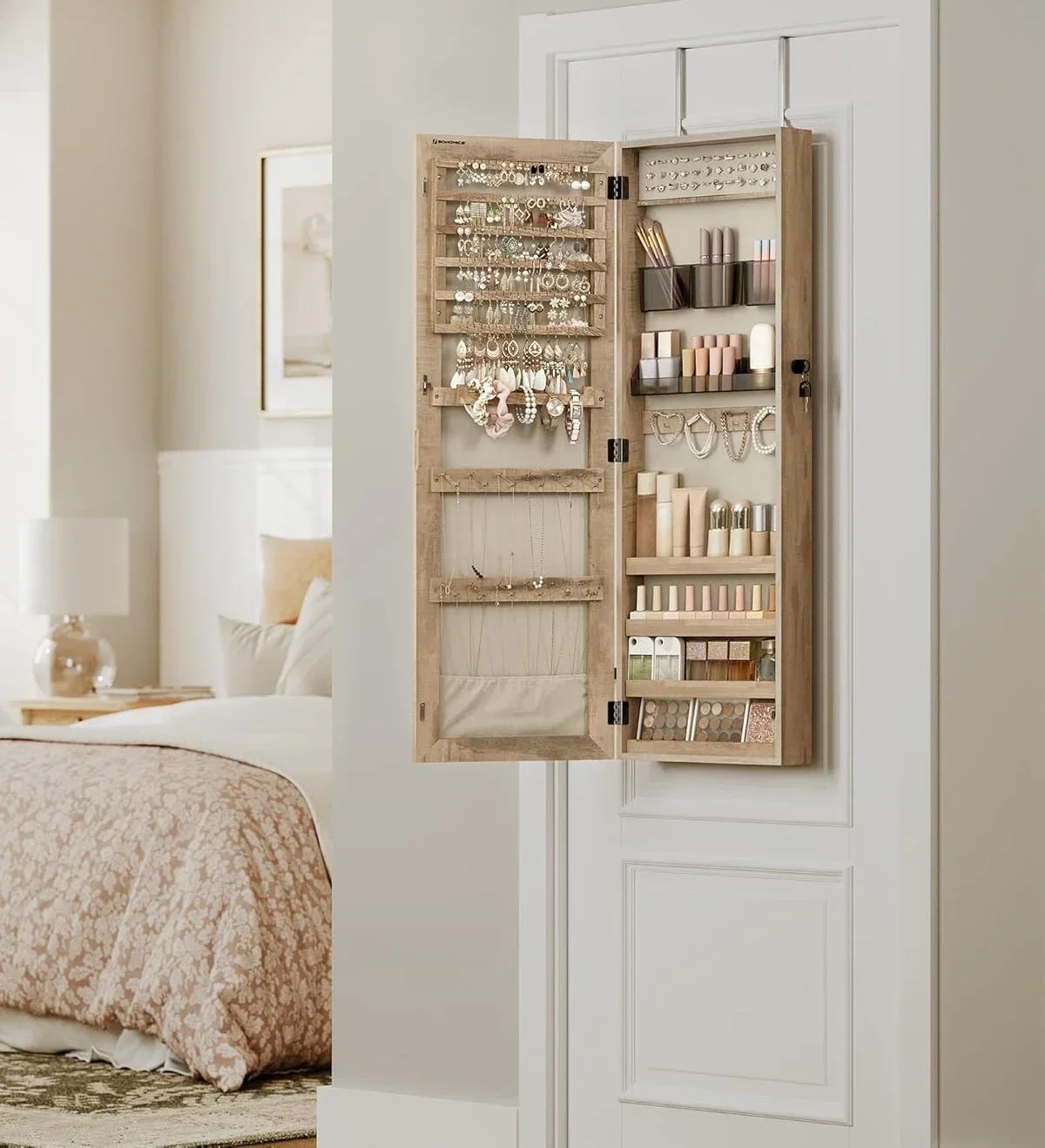l Mirror Jewelry Cabinet Armoire,Wall or Door Mounted Jewelry Storage,Hanging Lockable Frameless with 2Plastic Cosmetic Organiz
l Mirror Jewelry Cabinet Armoire,Wall or Door Mounted Jewelry Storage,Hanging Lockable Frameless with 2Plastic Cosmetic Organiz