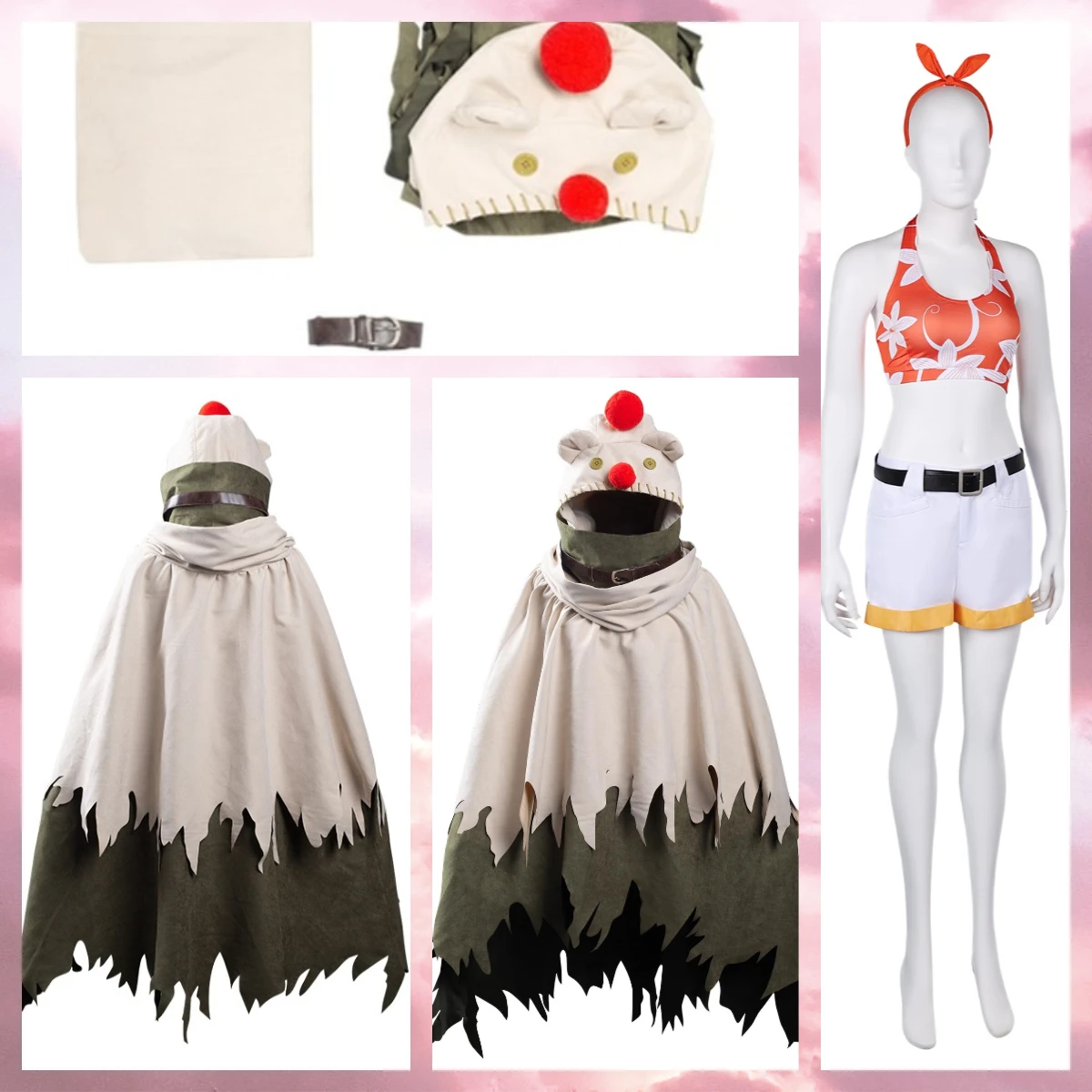 Fantasy Yuffie Kisaragi Moogle Cosplay Costume Adult Hooded Cloak Cape Belt Women Bikini Top Shorts Hat Halloween Carnival Suit
Fantasy Yuffie Kisaragi Moogle Cosplay Costume Adult Hooded Cloak Cape Belt Women Bikini Top Shorts Hat Halloween Carnival Suit