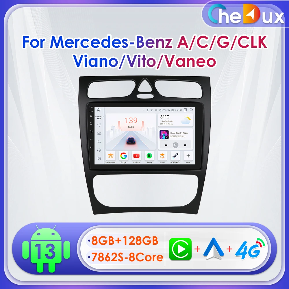 Chedux 2Din Android 13 Car Radio for Mercedes Benz C-Class CLK W203 W209 W168 W209 Multimedia Player UI7862 GPS DSP BT CarPlay
Chedux 2Din Android 13 Car Radio for Mercedes Benz C-Class CLK W203 W209 W168 W209 Multimedia Player UI7862 GPS DSP BT CarPlay