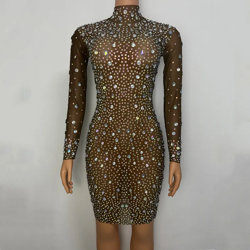 Luxury Stage Catwalk Concert Rhinestone Bodycon Mesh Dress Sexy Transparent Performance Costume Birthday Party Celebrate Dresses
Luxury Stage Catwalk Concert Rhinestone Bodycon Mesh Dress Sexy Transparent Performance Costume Birthday Party Celebrate Dresses
