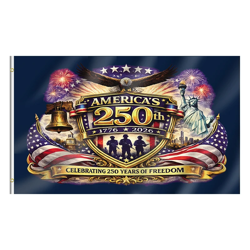 Single-side Printed America's 250th Anniversary Flag 3x5ft US 250 Years of Freedom Patriotic Banner
Single-side Printed America's 250th Anniversary Flag 3x5ft US 250 Years of Freedom Patriotic Banner