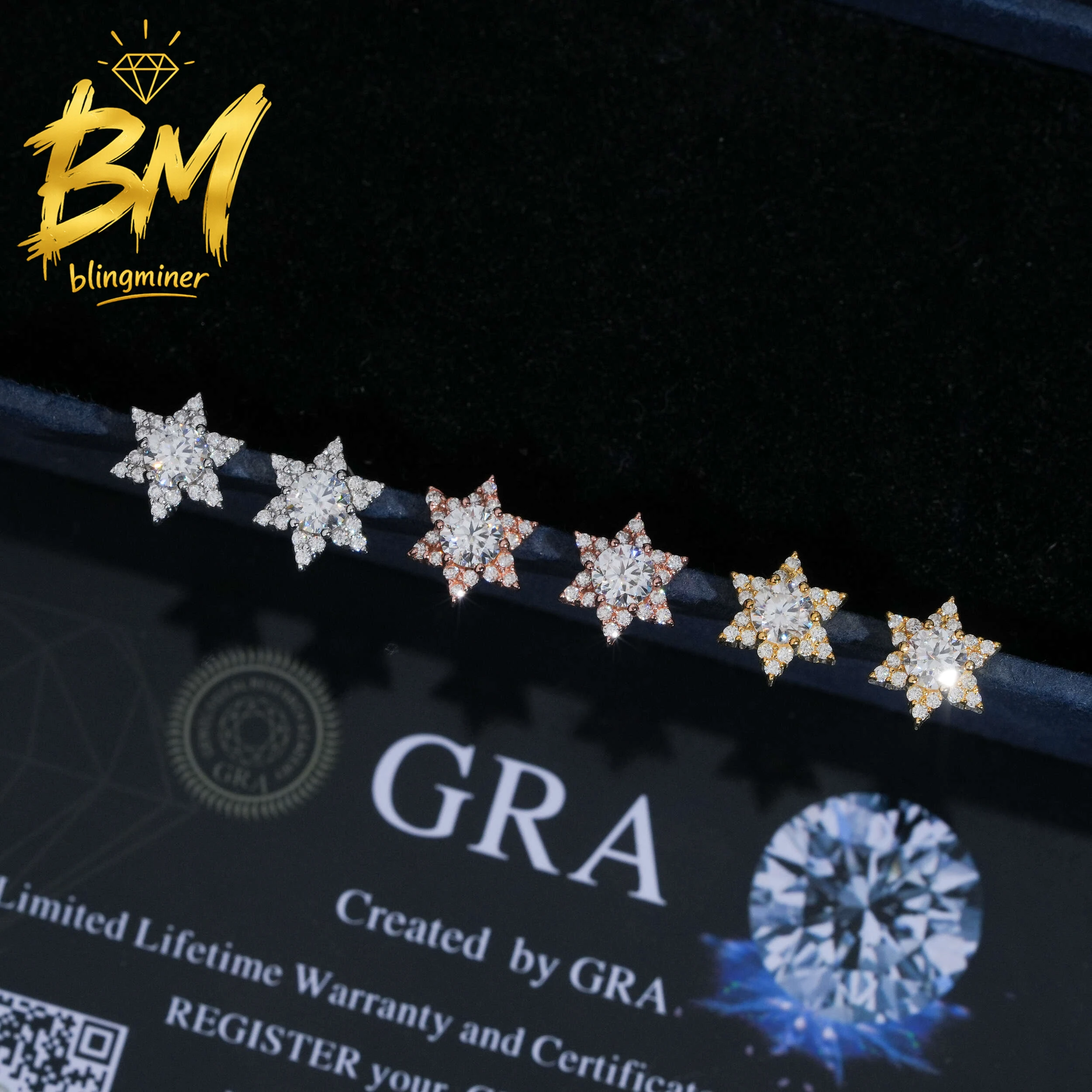 Blingminer 8mm Star VVS Moissanite Earrings For Men Women S925 Silver Ear Studs Jewelry Pass Diamonds Tester GRA Free Shipping
Blingminer 8mm Star VVS Moissanite Earrings For Men Women S925 Silver Ear Studs Jewelry Pass Diamonds Tester GRA Free Shipping