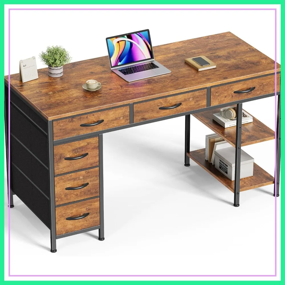 Computer Desk with 6 Drawers & Shelves, Reversible Gaming Desk, Corner Desk for Home Office, 47 inch, Rustic Brown
Computer Desk with 6 Drawers & Shelves, Reversible Gaming Desk, Corner Desk for Home Office, 47 inch, Rustic Brown