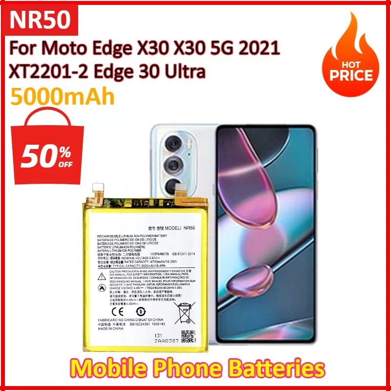 5000mAh New NR50 Battery For Moto Edge X30 X30 5G 2021 XT2201-2 Edge 30 Ultra Mobile Phone Batteries
5000mAh New NR50 Battery For Moto Edge X30 X30 5G 2021 XT2201-2 Edge 30 Ultra Mobile Phone Batteries