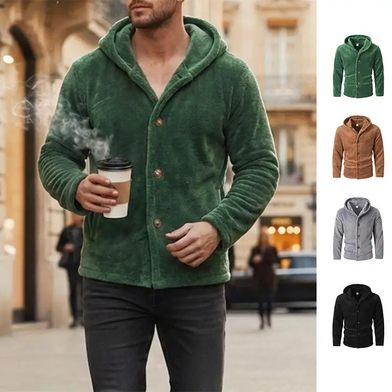 Men's Fleece Lined Hoodie Jacket Winter Warmth Long Sleeve Four Buttoned Casual Polyester Fiber Garment Non-deformable
Men's Fleece Lined Hoodie Jacket Winter Warmth Long Sleeve Four Buttoned Casual Polyester Fiber Garment Non-deformable