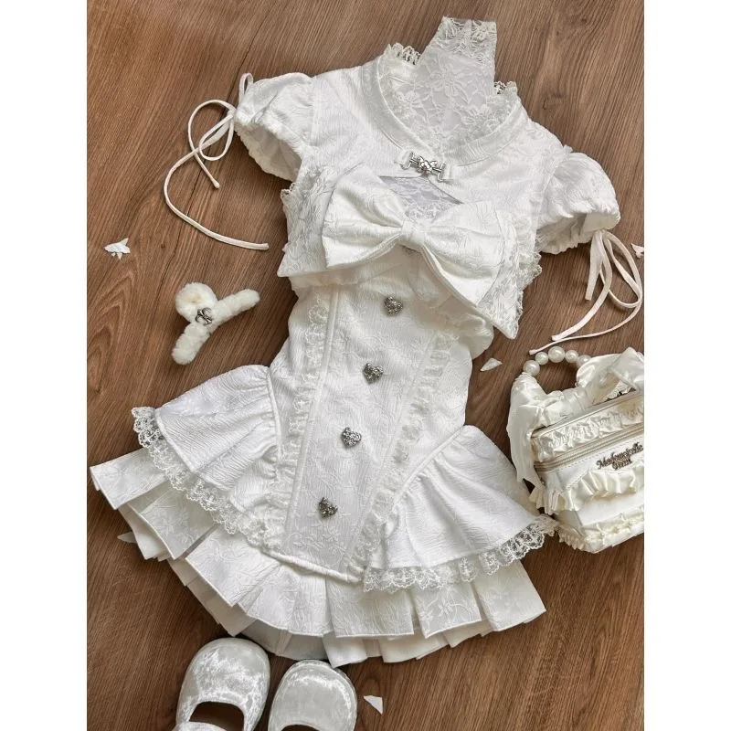 Sweet Pure Desire Cute Lolita Hollow out Knot Lace Top Color High-End Feel Half Skirt Two Piece Set Hanfu
Sweet Pure Desire Cute Lolita Hollow out Knot Lace Top Color High-End Feel Half Skirt Two Piece Set Hanfu