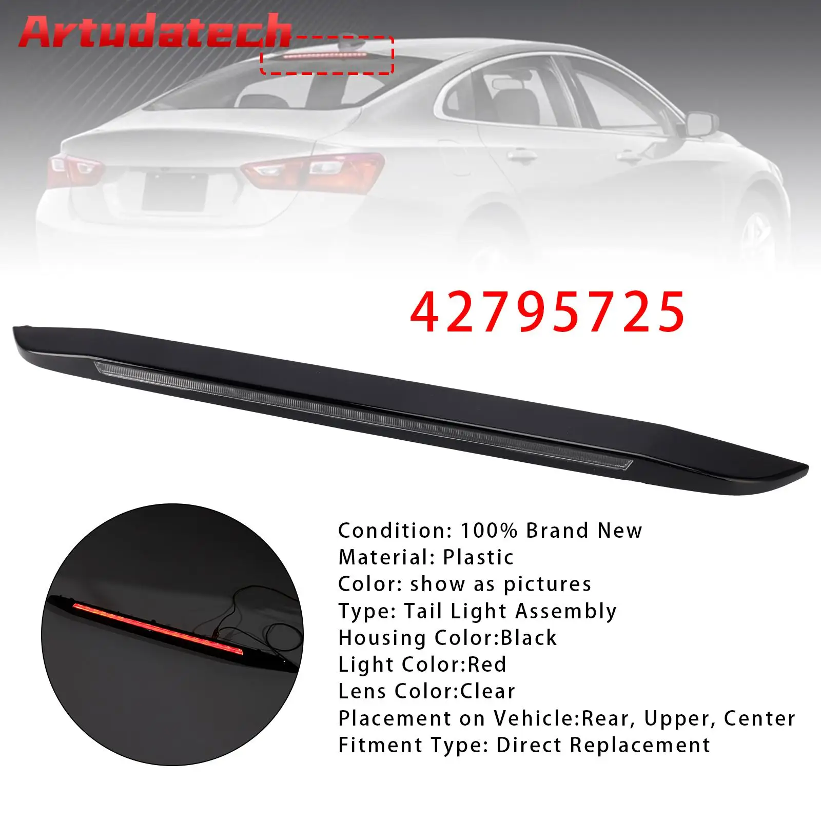 Artudatech Center High Mount Third Brake Tail Lamp 42795725 For Chevrolet Malibu 2016-2018 2019 2020 2021 2022 2023 2024 2025
Artudatech Center High Mount Third Brake Tail Lamp 42795725 For Chevrolet Malibu 2016-2018 2019 2020 2021 2022 2023 2024 2025