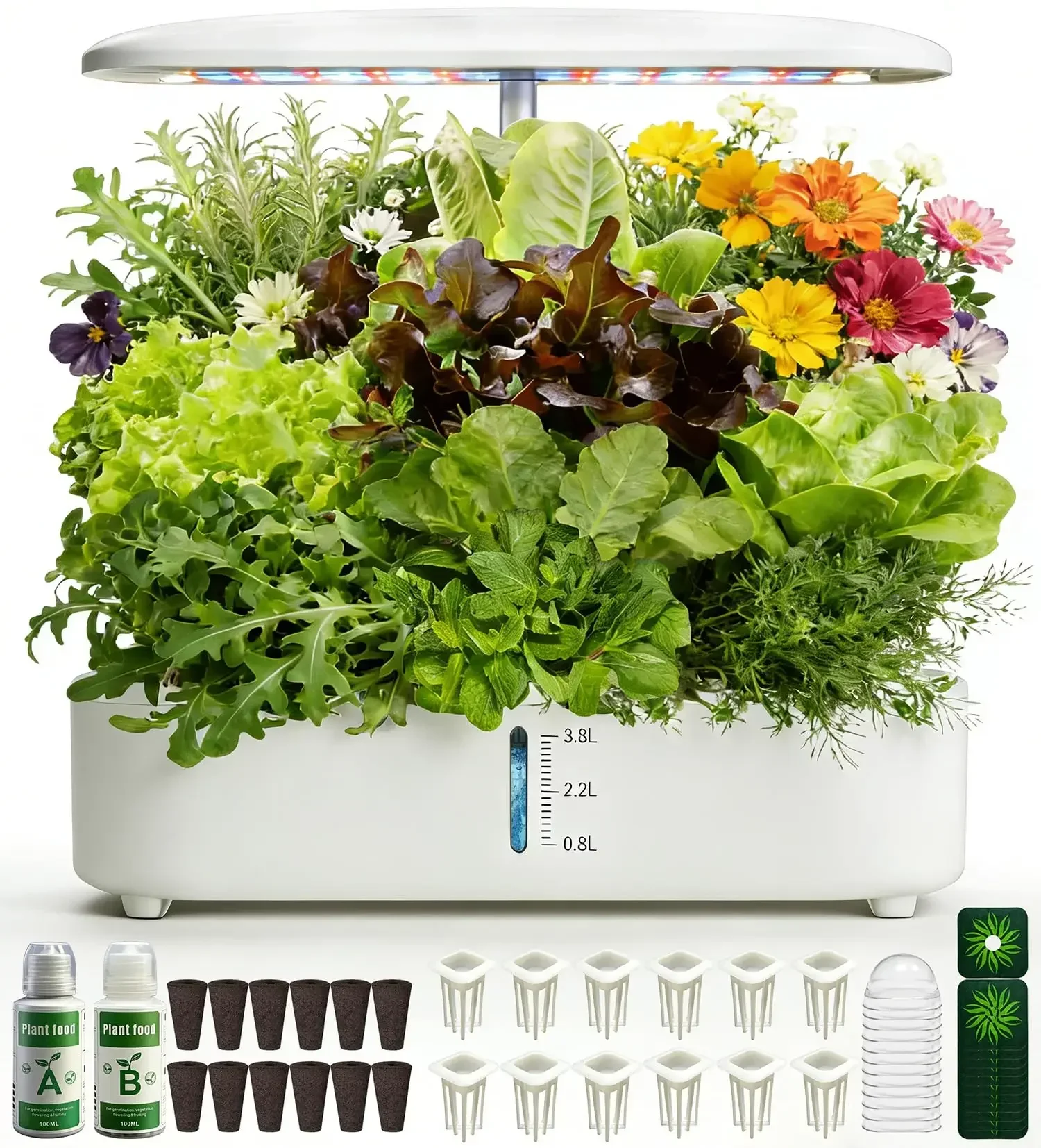 Hydroponic Growing System Indoor Herb Garden 12 Pods With 24W Full Spectrum LED Light 3.8L Water Tank
Hydroponic Growing System Indoor Herb Garden 12 Pods With 24W Full Spectrum LED Light 3.8L Water Tank