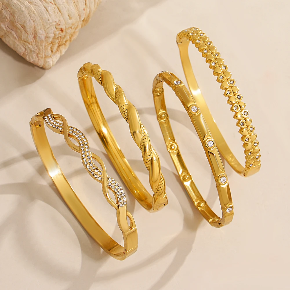 Classics Glossy Stainless Steel Round Bracelet Bangle for Women Waterproof Gold Color Stacked Irregular Open Spring Bangles Gift
Classics Glossy Stainless Steel Round Bracelet Bangle for Women Waterproof Gold Color Stacked Irregular Open Spring Bangles Gift