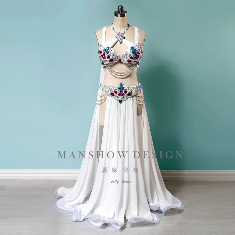 Customized Belly Dance Performance Costume Women's White Sexy Flowing Long Skirt Necklace Chest Wrapping Set Samba Carnival Wear
Customized Belly Dance Performance Costume Women's White Sexy Flowing Long Skirt Necklace Chest Wrapping Set Samba Carnival Wear