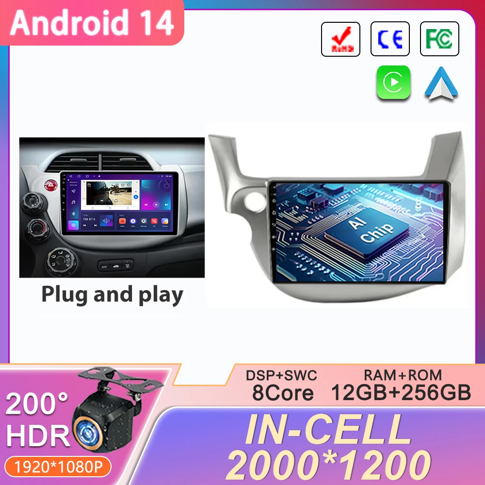 Android 14 Car Stereo Radio Multimedia Wireless Carplay Android Auto For HONDA FIT JAZZ 2008 2009 2010 2011 2012 2013 2 AUto GPS
Android 14 Car Stereo Radio Multimedia Wireless Carplay Android Auto For HONDA FIT JAZZ 2008 2009 2010 2011 2012 2013 2 AUto GPS