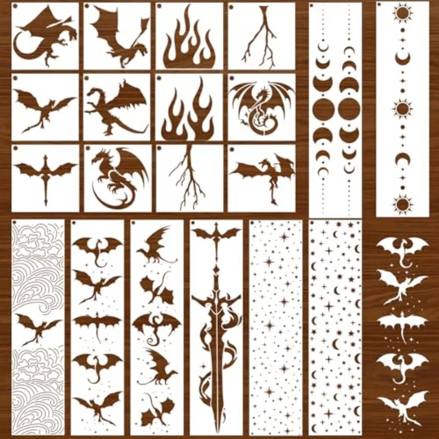 Stencils for Painting on Wood, 20 Pcs Book Edge Stencils for Crafts Reusable Kit, Animal Fantasy Book Edge Stenciling Kit on Ca
Stencils for Painting on Wood, 20 Pcs Book Edge Stencils for Crafts Reusable Kit, Animal Fantasy Book Edge Stenciling Kit on Ca