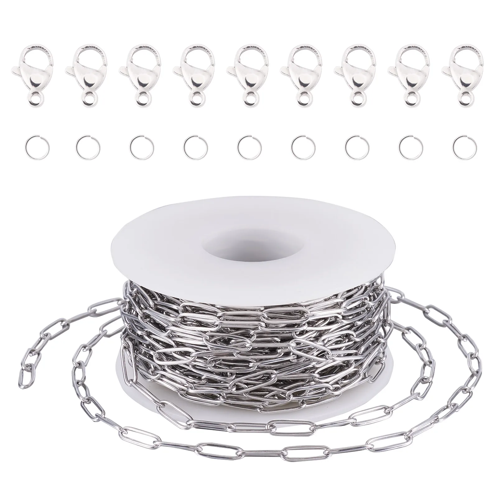 1 Set 304 Stainless Steel Paperclip Chains with Lobster Claw Clasps For Women Men Bracelet Fashion Necklace DIY Making Kit
1 Set 304 Stainless Steel Paperclip Chains with Lobster Claw Clasps For Women Men Bracelet Fashion Necklace DIY Making Kit