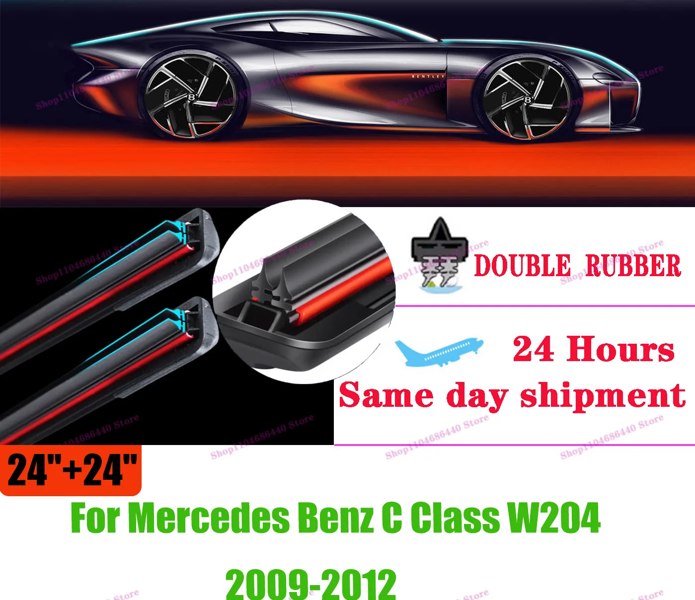 Wiper Double rubber Front Wiper Blades For Mercedes Benz C Class W204 2009 -2012 2010 Windshield Windscreen Front Window 24"+24"
Wiper Double rubber Front Wiper Blades For Mercedes Benz C Class W204 2009 -2012 2010 Windshield Windscreen Front Window 24"+24"