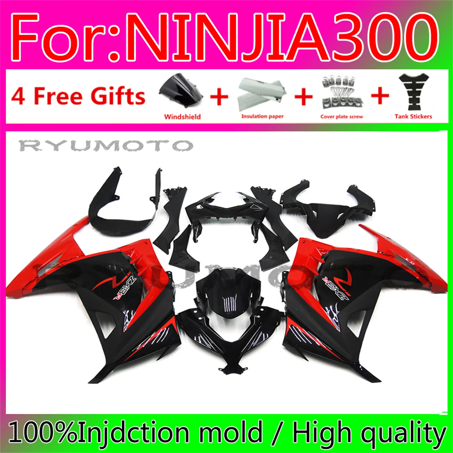 Motorcycle Injection Mold Fairings Kit Fit For Kawasaki NINJA 300 12-17 Fairing NINJA 300 12 17 fairing
Motorcycle Injection Mold Fairings Kit Fit For Kawasaki NINJA 300 12-17 Fairing NINJA 300 12 17 fairing