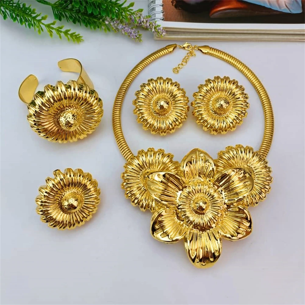 EMMA Dubai Jewelry Set for Women Big Pendant Necklace Earrings Bracelet Ring Quality Bridal Jewelry Party Accessories
EMMA Dubai Jewelry Set for Women Big Pendant Necklace Earrings Bracelet Ring Quality Bridal Jewelry Party Accessories