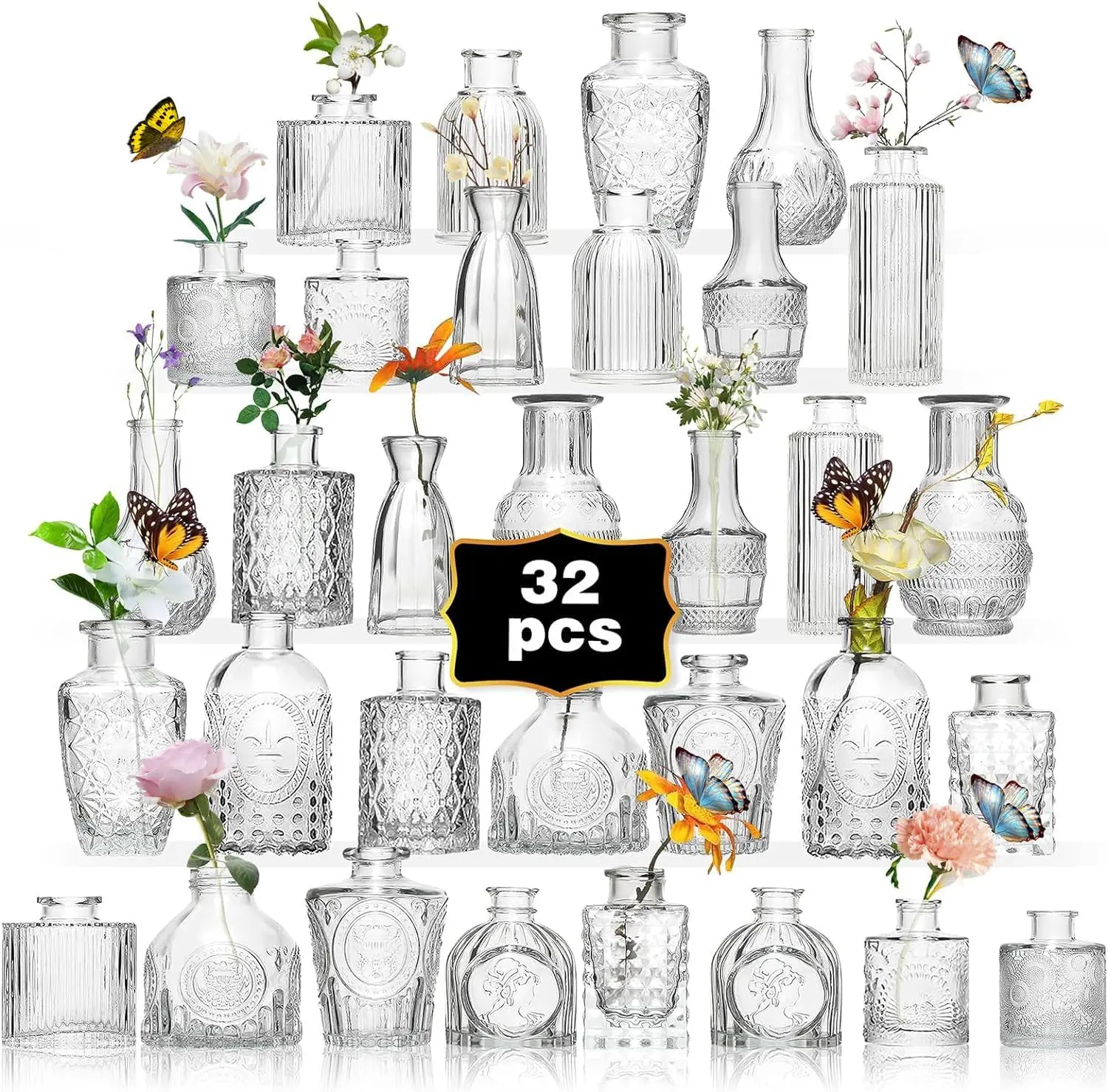 Set of 32 Clear Glass Bud Vases – Bulk Mini Flower Vases for Wedding Table Decor & Event Centerpieces
Set of 32 Clear Glass Bud Vases – Bulk Mini Flower Vases for Wedding Table Decor & Event Centerpieces