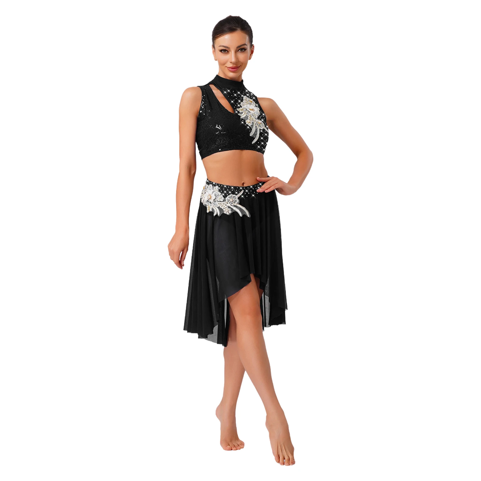 Expensive Belly Dance Costumes Womens Sleeveless Hollow Out Crop Tops with Briefs-type Skirt Lyrical Modern Dance Outfits
Expensive Belly Dance Costumes Womens Sleeveless Hollow Out Crop Tops with Briefs-type Skirt Lyrical Modern Dance Outfits