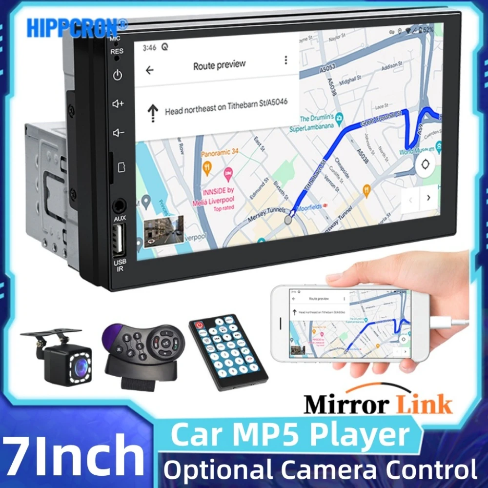 HIPPCRON 7-Inch Touchscreen 1 DIN Car MP5 Player Wireless AUX/USB MirrorLink Support Optional Rear View Camera Remote Control
HIPPCRON 7-Inch Touchscreen 1 DIN Car MP5 Player Wireless AUX/USB MirrorLink Support Optional Rear View Camera Remote Control