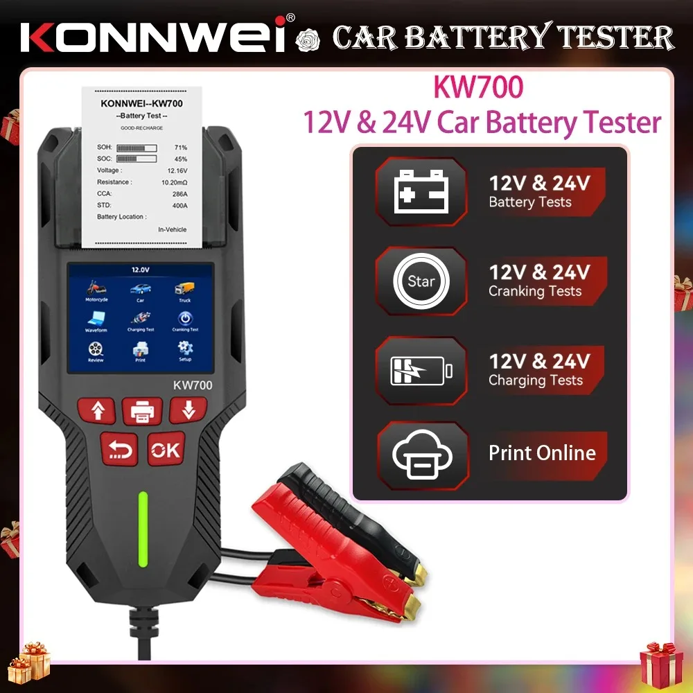 2026 KONNWEI KW700 12/24V Car Battery Tester 13 Language Options 10-2000CCA Battery Test Data Printing Car Battery Scanning Tool
2026 KONNWEI KW700 12/24V Car Battery Tester 13 Language Options 10-2000CCA Battery Test Data Printing Car Battery Scanning Tool