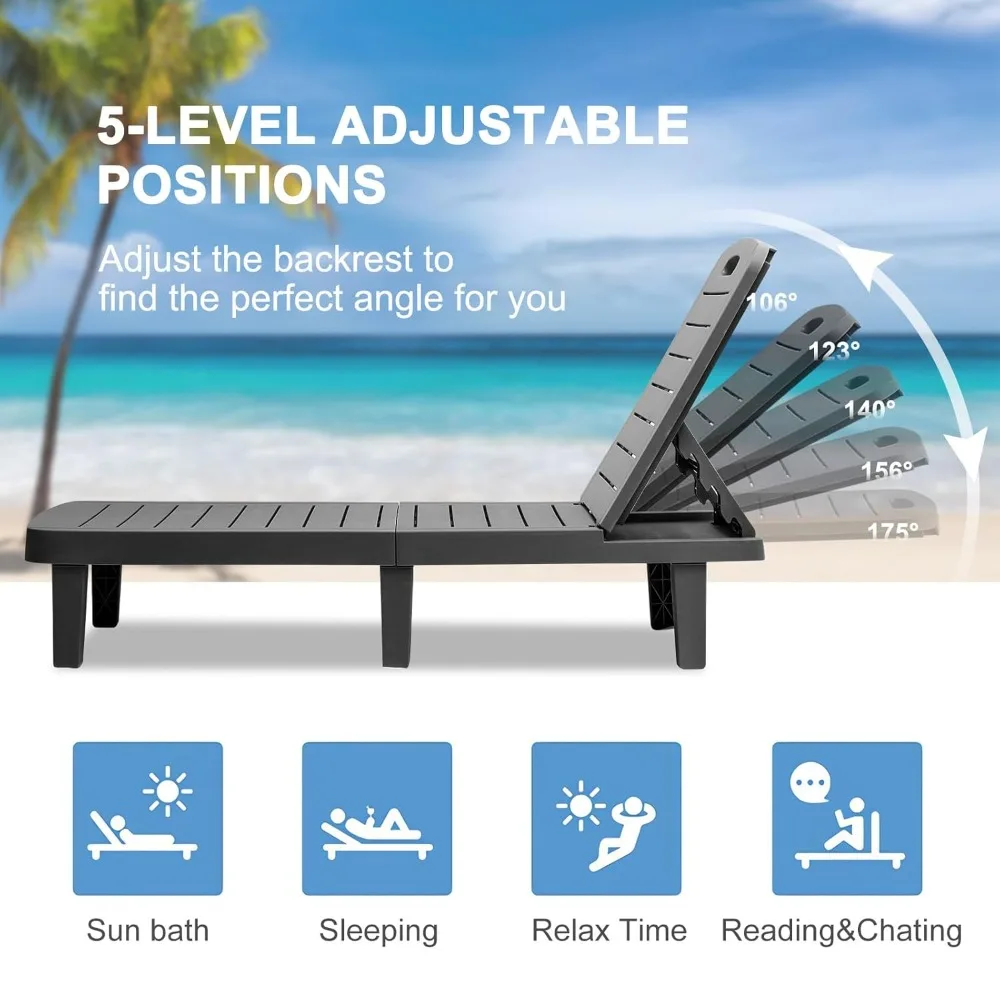 Outdoor Chaise Lounge Set of 4, Waterproof Pool Lounge Chairs for Outside w/5 Positions Recliner Chair for Patio, Customized
Outdoor Chaise Lounge Set of 4, Waterproof Pool Lounge Chairs for Outside w/5 Positions Recliner Chair for Patio, Customized