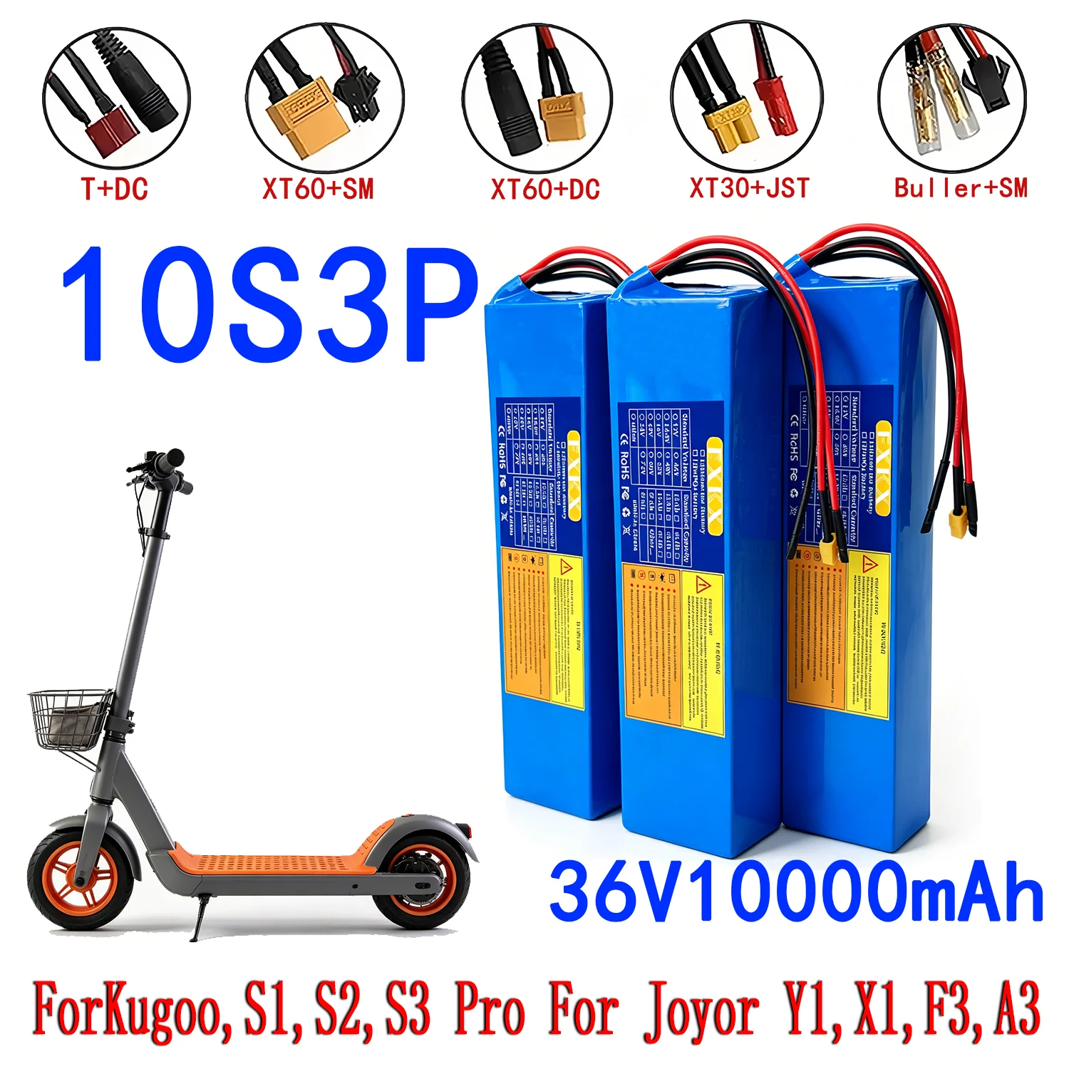 Kugoo M2Pro S1, S2, S3 ProScooters 18650 Rechargeable Li-ion Battery pack 500W,Built-in BMS 10S3P 36V 10Ah
Kugoo M2Pro S1, S2, S3 ProScooters 18650 Rechargeable Li-ion Battery pack 500W,Built-in BMS 10S3P 36V 10Ah