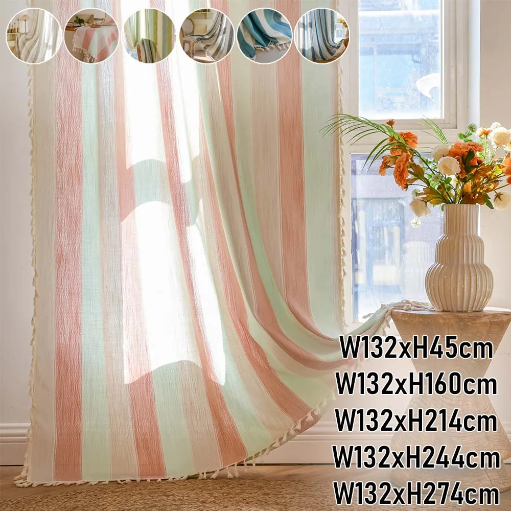 Farmhouse Stripe Tassel Semi-Blackout Curtains 132cm Width Rod Pocket Window Drapes for Kitchen Dining Room Home Decor 1PC Штори
Farmhouse Stripe Tassel Semi-Blackout Curtains 132cm Width Rod Pocket Window Drapes for Kitchen Dining Room Home Decor 1PC Штори