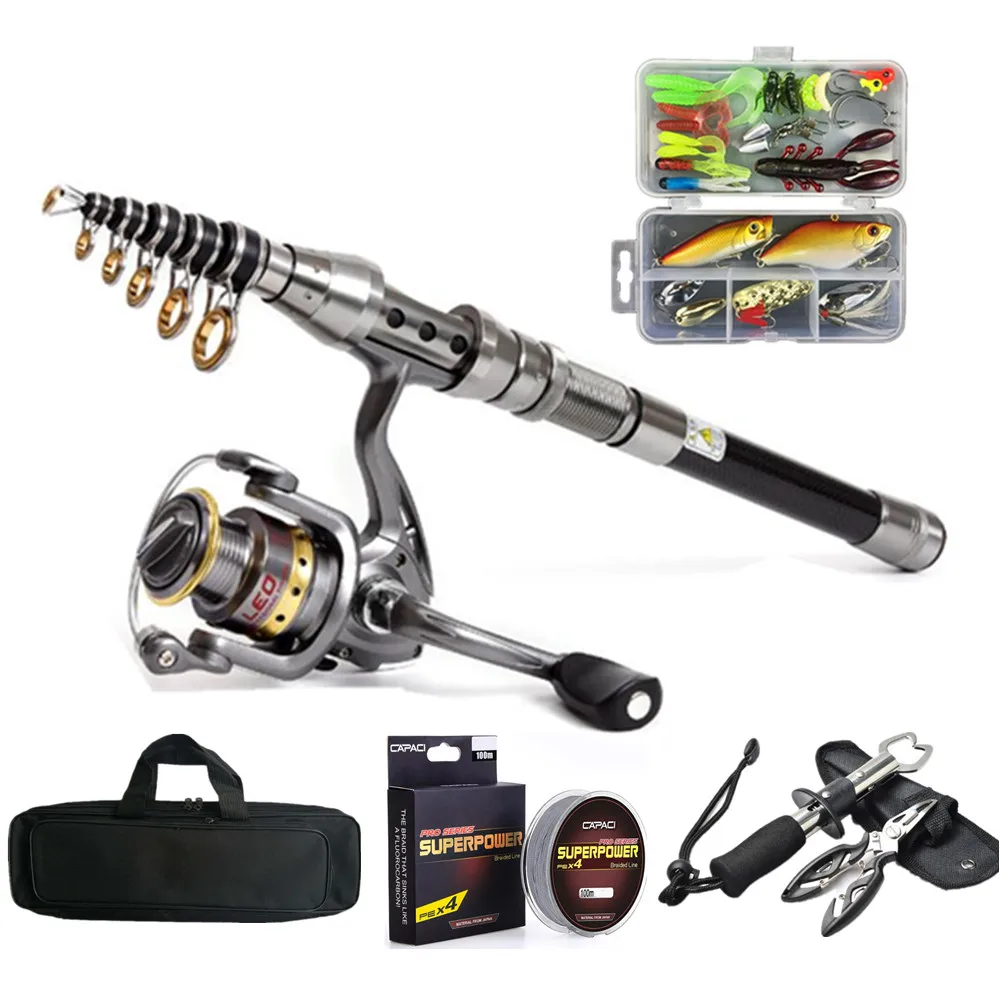 New 1.5m-2.4m Black Telescopic Fishing Rod and Reel Combo Fishing Rod Lures Hooks Bag Fishing Set
New 1.5m-2.4m Black Telescopic Fishing Rod and Reel Combo Fishing Rod Lures Hooks Bag Fishing Set