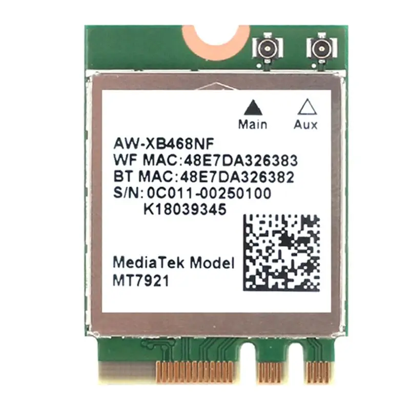 1 шт. MT7921 WIFI6 2,4G 5G гигабитная сетевая карта для настольных компьютеров и ноутбуков, встроенная беспроводная сетевая карта Green-AEF7
1 шт. MT7921 WIFI6 2,4G 5G гигабитная сетевая карта для настольных компьютеров и ноутбуков, встроенная беспроводная сетевая карта Green-AEF7