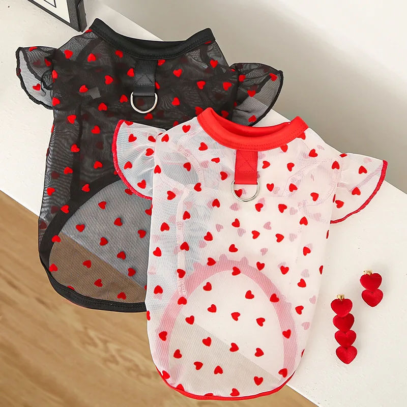Heart Pattern Dog Clothes Summer Red Black Transparent Flying Sleeve Shirt For Small Dogs Pug Dachshund Puppy Hoodies Sweatshirt
Heart Pattern Dog Clothes Summer Red Black Transparent Flying Sleeve Shirt For Small Dogs Pug Dachshund Puppy Hoodies Sweatshirt