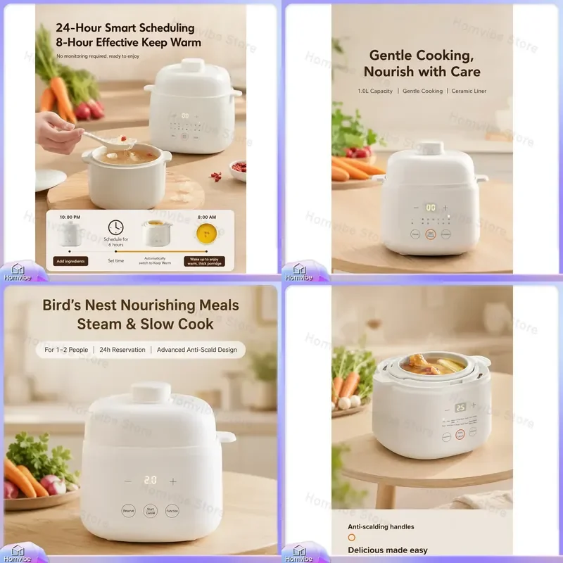 Electric Steam Cooker 220V Ceramic Stewpot Soup Maker Baby Food Steamer Water Bath Cooking Machine for Home Kitchen Healthy
Electric Steam Cooker 220V Ceramic Stewpot Soup Maker Baby Food Steamer Water Bath Cooking Machine for Home Kitchen Healthy
