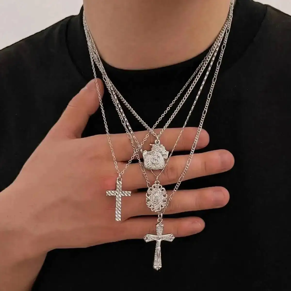KunJoe 4 Pcs/Set Hip Hop Punk Jesus Cross Pendant Necklace for Men Trendy Gold Color Adjustable Clavicle Chain Rock Jewelry Gift
KunJoe 4 Pcs/Set Hip Hop Punk Jesus Cross Pendant Necklace for Men Trendy Gold Color Adjustable Clavicle Chain Rock Jewelry Gift