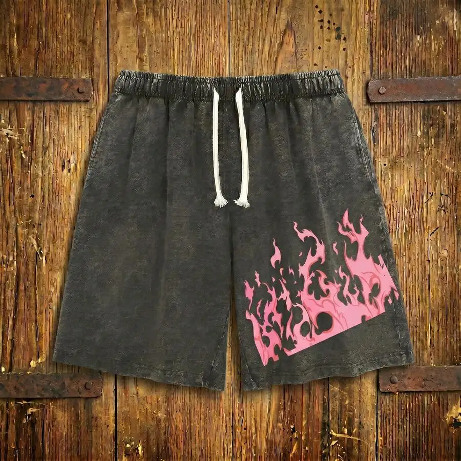 Mens Pink Flame Print Washed Casual Shorts Elastic Waist Drawstring Summer Streetwear
Mens Pink Flame Print Washed Casual Shorts Elastic Waist Drawstring Summer Streetwear