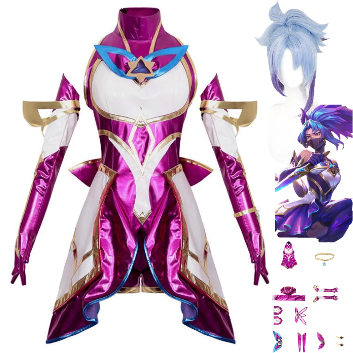Игра LOL Star Guardian Akali Косплей Костюм Rogue Assassin Парик Комбинезоны Юбка Наряд Полный комплект Женский сексуальный карнавальный костюм для вечеринки
Игра LOL Star Guardian Akali Косплей Костюм Rogue Assassin Парик Комбинезоны Юбка Наряд Полный комплект Женский сексуальный карнавальный костюм для вечеринки