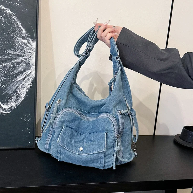 Solid Color Denim Trendy Shoulder Bag for 2025 High Quality Fashion Zipper Large Capacity Versatile Women's Crossbody Bag
Solid Color Denim Trendy Shoulder Bag for 2025 High Quality Fashion Zipper Large Capacity Versatile Women's Crossbody Bag