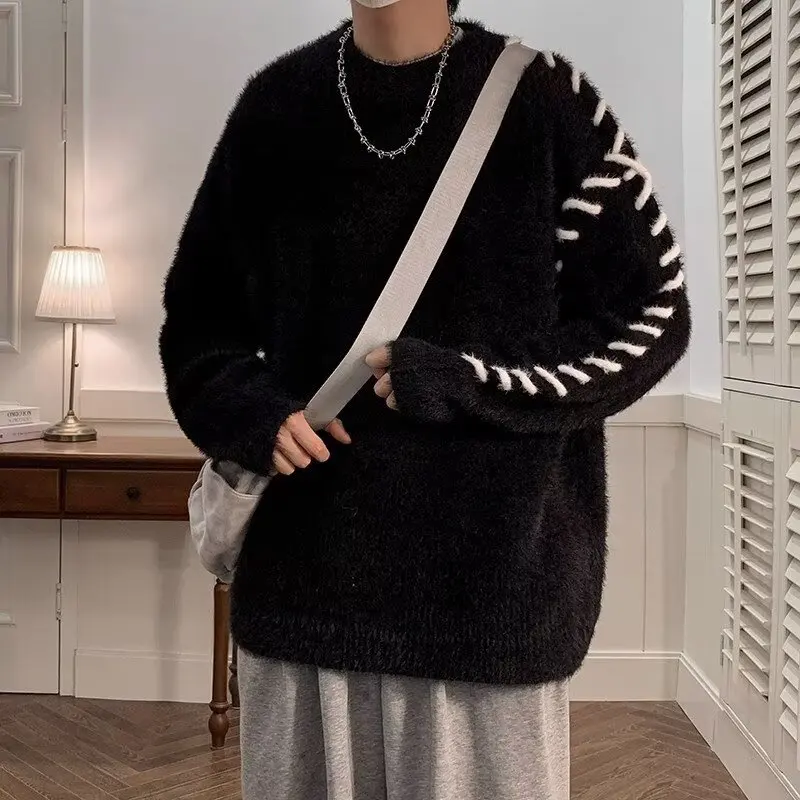 Мужской свободный крой круглый трикотаж, однотонный теплый свитер с базовым слоем, повседневный зимний топ из полиэфирного волокна
Мужской свободный крой круглый трикотаж, однотонный теплый свитер с базовым слоем, повседневный зимний топ из полиэфирного волокна