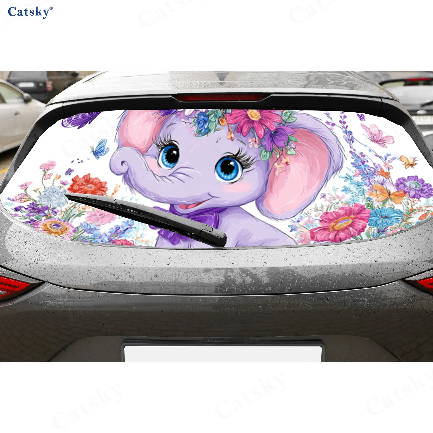 Cute Purple Elephant with Flowers PVC Perforated Car Vinyl Wraps, Durable Car Rear Windshield Sticker, Waterproof Car Rear Windo
Cute Purple Elephant with Flowers PVC Perforated Car Vinyl Wraps, Durable Car Rear Windshield Sticker, Waterproof Car Rear Windo
