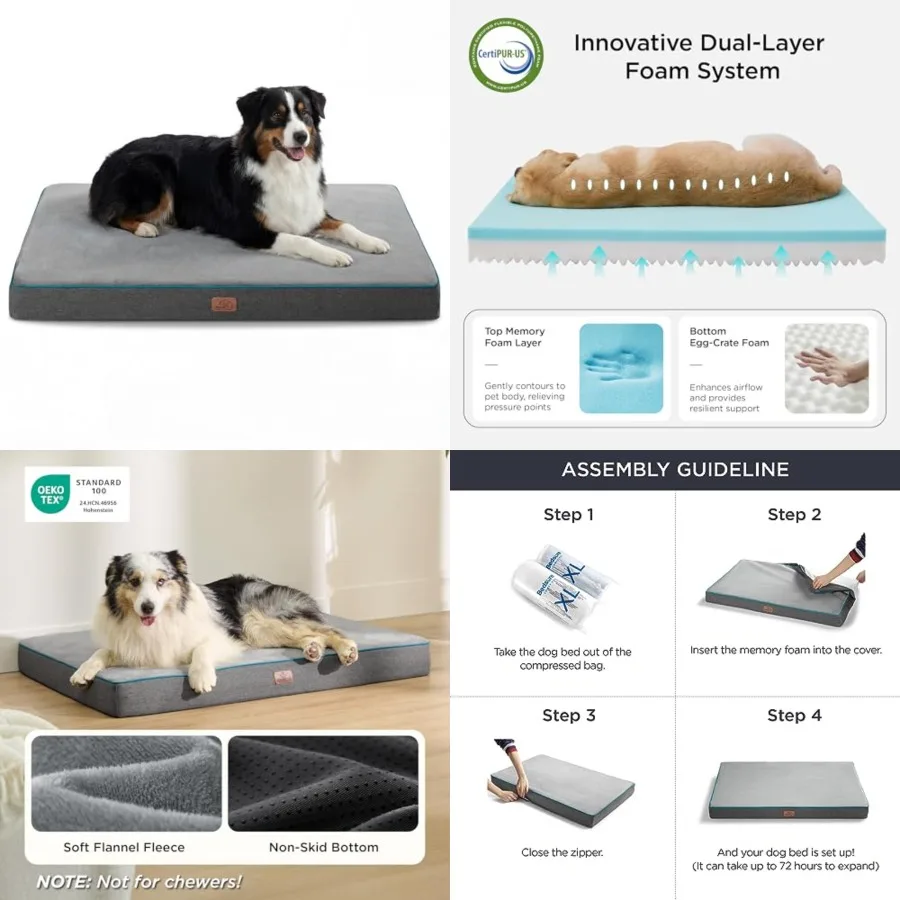 Memory Foam Dog Crate Bed for Extra Large Dogs - XL Orthopedic Pet Beds with Removable Washable Cover and Nonskid Bottom - Plus
Memory Foam Dog Crate Bed for Extra Large Dogs - XL Orthopedic Pet Beds with Removable Washable Cover and Nonskid Bottom - Plus