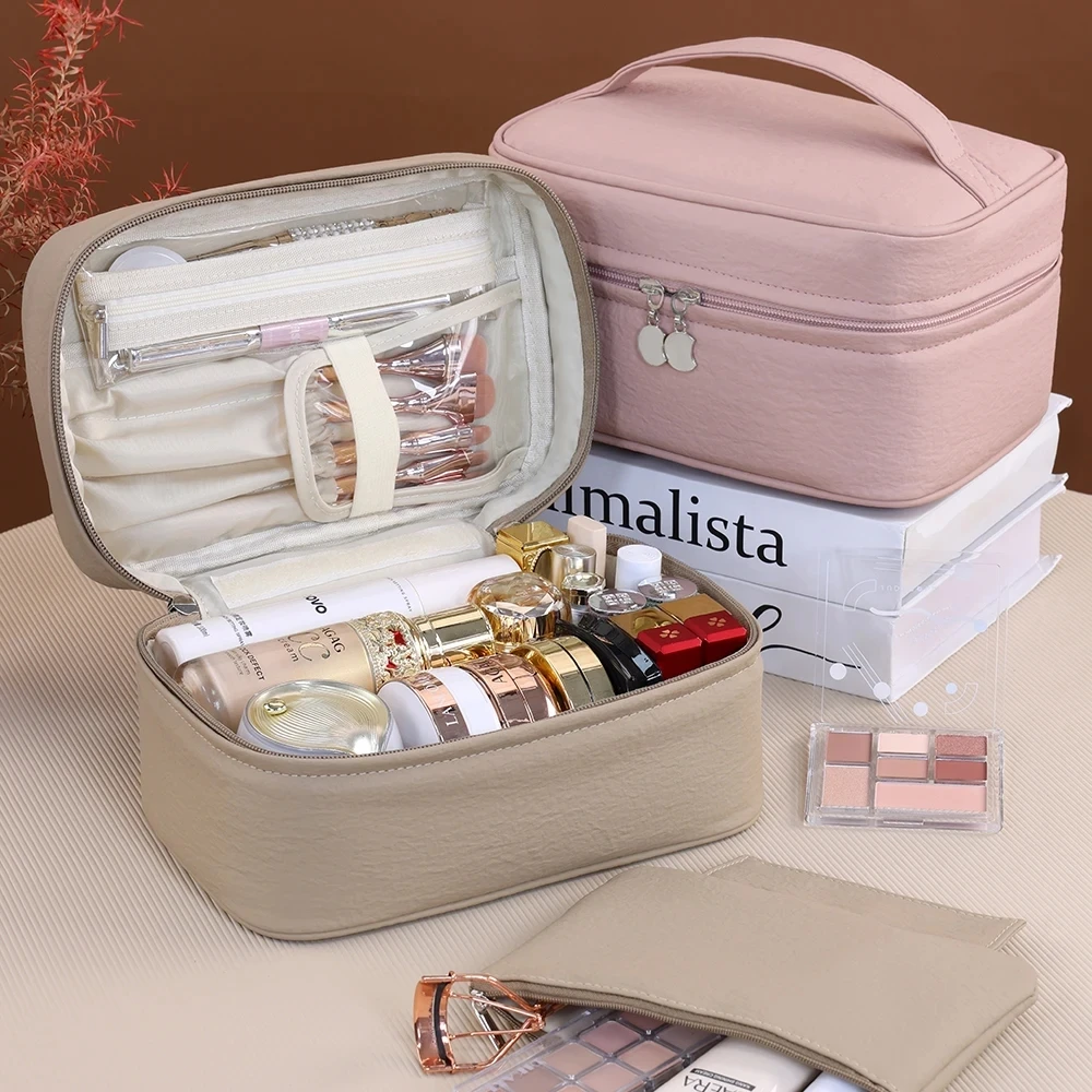 Large Capacity Makeup Bag for Women Travel Cosmetic Bag Waterproof PU Leather Toiletry Organizer with Small Pouch Velvet Liner
Large Capacity Makeup Bag for Women Travel Cosmetic Bag Waterproof PU Leather Toiletry Organizer with Small Pouch Velvet Liner