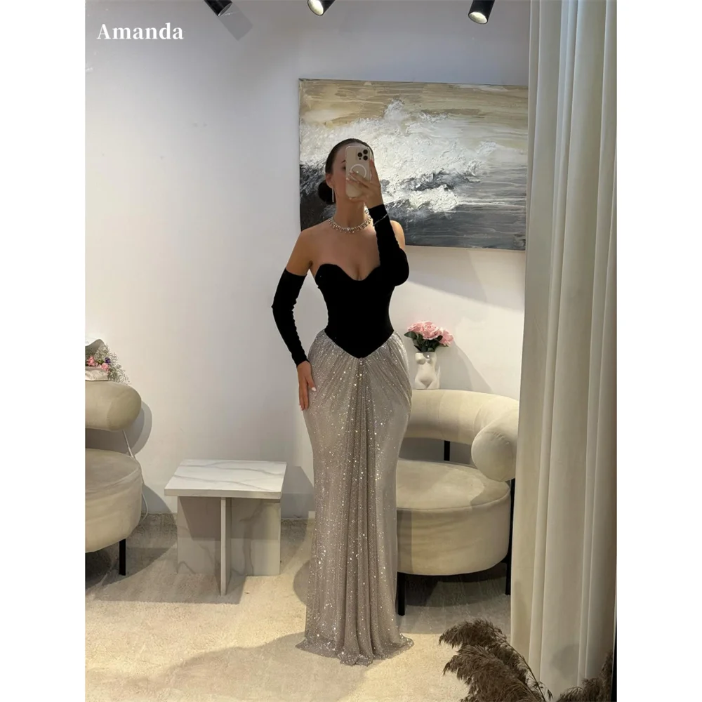 Amanda Customized Shiny Golden Sheath Long Sleeve Prom Dress Heart Neck Pleats vestidos de noche Floor-Length Formal Evening 202 
Amanda Customized Shiny Golden Sheath Long Sleeve Prom Dress Heart Neck Pleats vestidos de noche Floor-Length Formal Evening 202