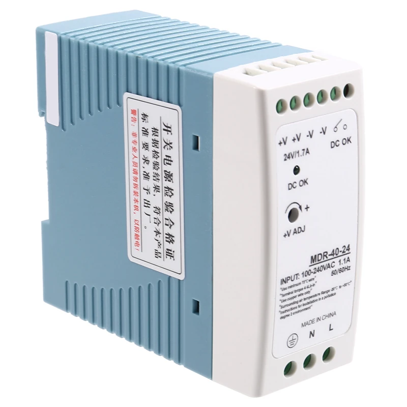 MDR-40-24V 24V 40.8W Din Rail Power Supply Ac-Dc Driver Voltage Regulator Power Suply 100V-240V
MDR-40-24V 24V 40.8W Din Rail Power Supply Ac-Dc Driver Voltage Regulator Power Suply 100V-240V