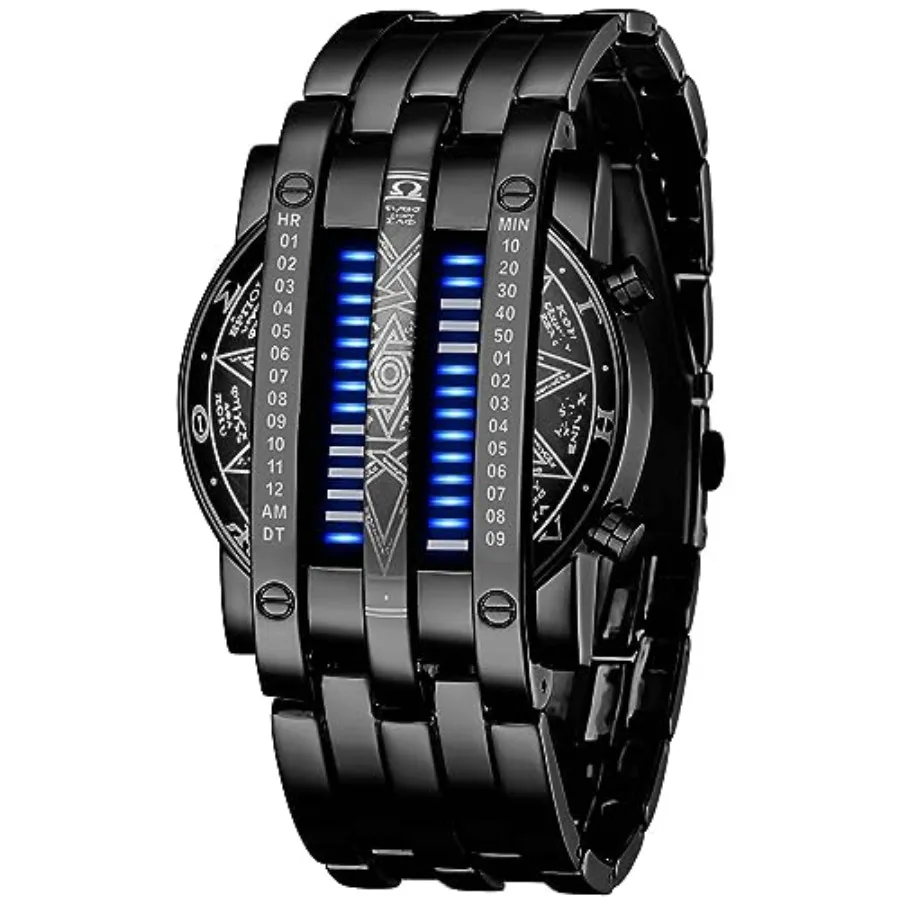 Creative Mens Binary Matrix Blue LED Digital Watch Fashion Classic Plated Waterproof LED Backlight Bracelet Watches
Creative Mens Binary Matrix Blue LED Digital Watch Fashion Classic Plated Waterproof LED Backlight Bracelet Watches