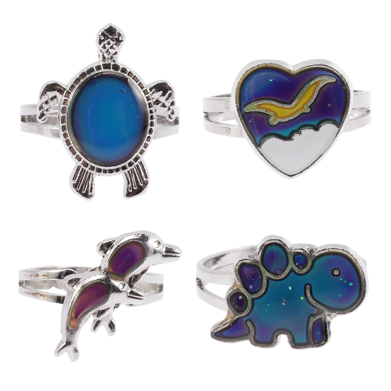 4 Pcs Sensing Temperature Color Changing Child Zinc Alloy Thermochromic Finger Rings Lightweight Cartoon Animal
4 Pcs Sensing Temperature Color Changing Child Zinc Alloy Thermochromic Finger Rings Lightweight Cartoon Animal