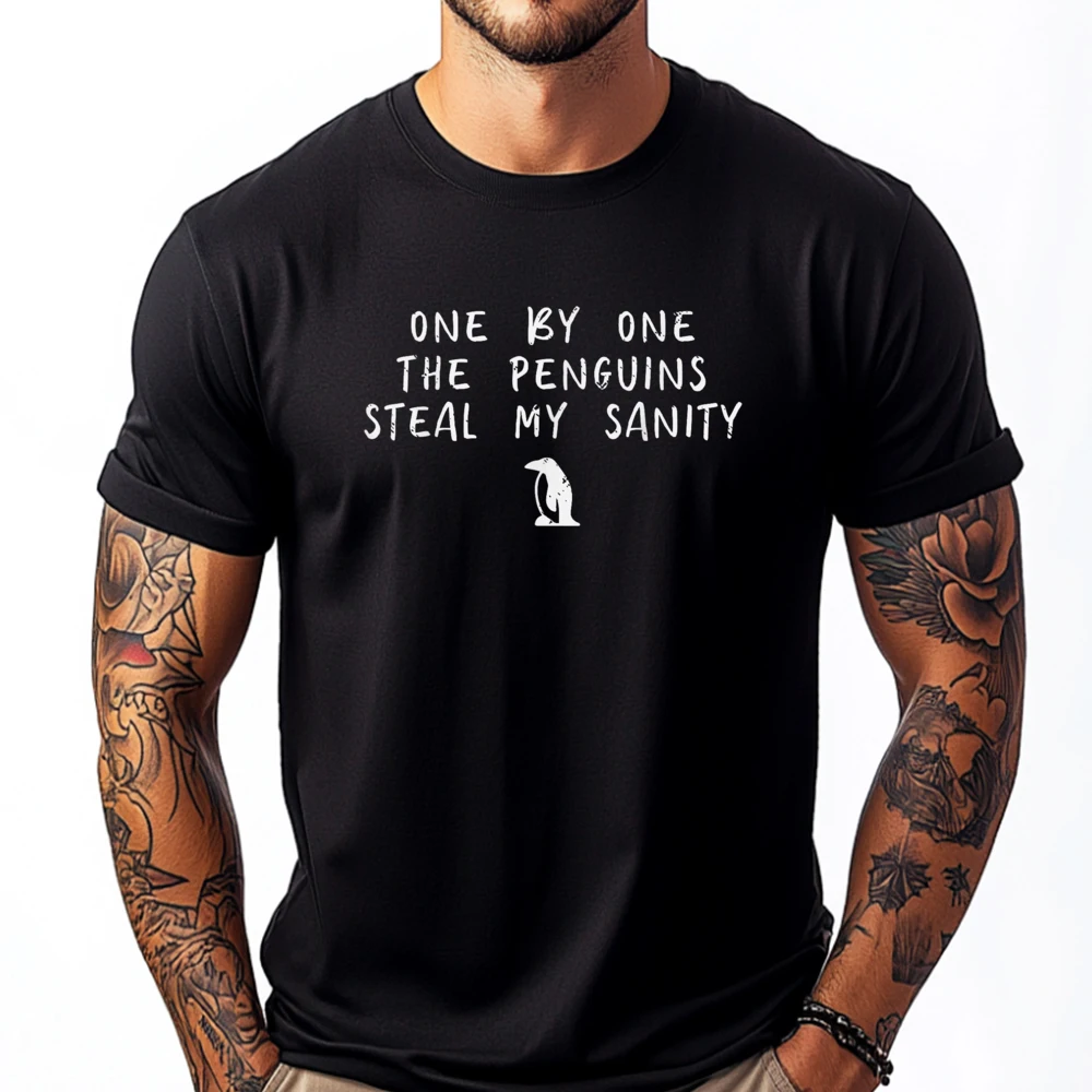 One By One Penguin Steals My Sanity Humor Mens Designer Clothes Streetwear Men T Shirt for Men Oversize
One By One Penguin Steals My Sanity Humor Mens Designer Clothes Streetwear Men T Shirt for Men Oversize