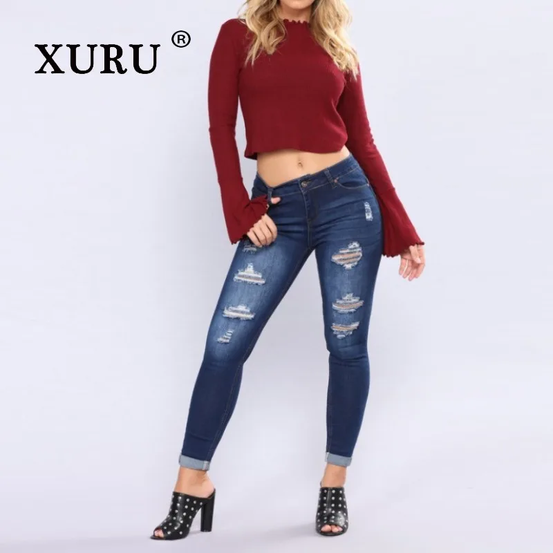XURU - New Women's Perforated Elastic Slim Fit Jeans, Y2k Clothes Dark Blue Long Jeans, Men's Pants
XURU - New Women's Perforated Elastic Slim Fit Jeans, Y2k Clothes Dark Blue Long Jeans, Men's Pants