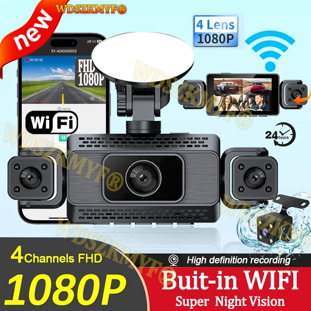 WIFI APP Dash Cam 4*1080P Video Recorder 3/4 Lens Car DVR 360 Degrees Rear view camera 24H Parking Monitor Car Assecories
WIFI APP Dash Cam 4*1080P Video Recorder 3/4 Lens Car DVR 360 Degrees Rear view camera 24H Parking Monitor Car Assecories
